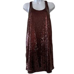 French Connection Bronze Sequins Mini Tank Dress Sz 8 Festival Party Sparkle